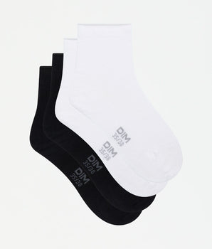 2er-Pack kurze Damensocken aus Modal mit Rollbündchen schwarz/weiß - DIM Modal