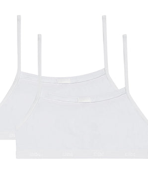 Lot de 2 brassières fille coton naturel sans armatures Blanc Basic Bio