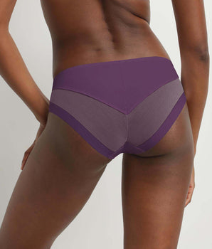 Microfibre and sheer tulle midi panties Prune Dim Generous