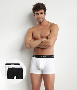 Pack de 2 bóxers de hombre en algodón stretch con cinturilla retro Negro Dim Originals