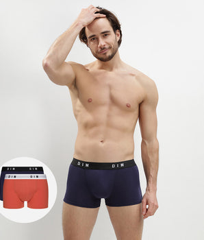 Dim Originals Pack of 2 men's boxers in stretch cotton in Red Blue & Denim