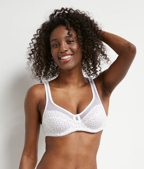 Generous Full cup bra in organic cotton and polka dot tulle