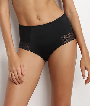 EcoDim high-waisted stretch black cotton and lace women's knickers