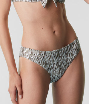 Braga de bikini midi de tejido Jacquard en blanco, negro y dorado