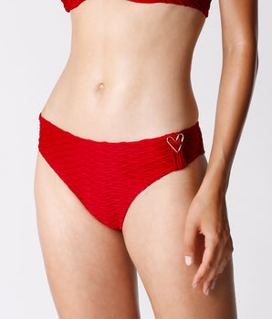 Bas de maillot de bain en microfibre gaufrée Rouge pour Femme