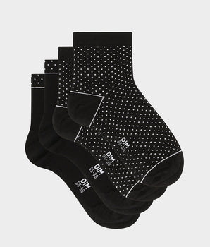 Pack de 2 pares de calcetines bajos para mujer de algodón bio de lunares negros Green by Dim