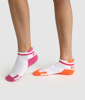 2er-Pack Kindersocken im Retro-Style pink/orange - DIM Sport