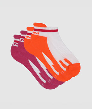 Pack de 2 pares de calcetines bajos para niña retro rosa coral Dim Sport