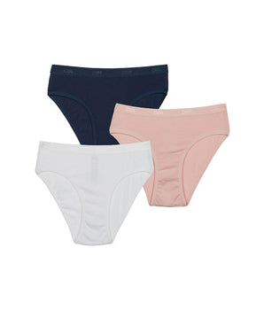 Les Pockets Pack of 3 Girls' Stretch Cotton Briefs Clochette Blue