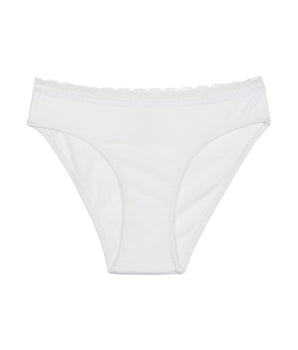 Dim Trendy girls' white stretch cotton briefs with lace waistband