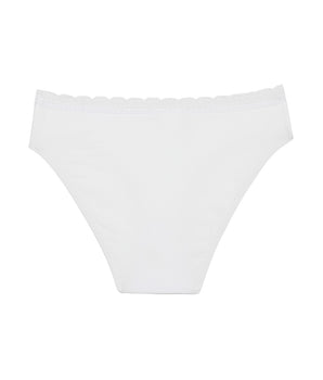 Dim Trendy girls' white stretch cotton briefs with lace waistband