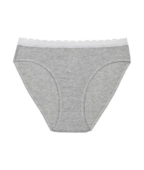 Dim Trendy girls' heather grey stretch cotton briefs with lace waistband