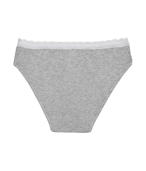 Dim Trendy girls' heather grey stretch cotton briefs with lace waistband