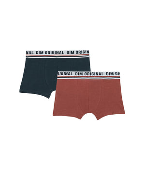 Lot de 2 boxers coton stretch Bleu Rouge ceinture rétro Dim Originals