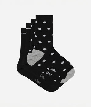 2er-Pack schwarze Damensocken aus Baumwolle mit XL-Punkten - Cotton Style