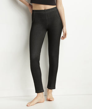 Leggings de mujer negro efecto denim con bolsillos Dim Relax & Go