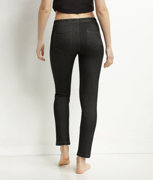 Leggings de mujer negro efecto denim con bolsillos Dim Relax & Go