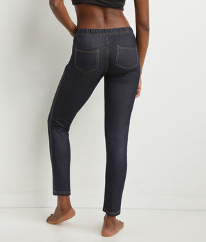 Women's navy-blue denim leggings with pockets Dim Relax & Go