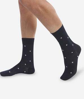 Chaussettes homme en fil d’écosse Bleu Océan motifs pois Monsieur Dim