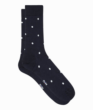 Men's socks in lisle yarn Ocean Blue with polka dots Monsieur Dim