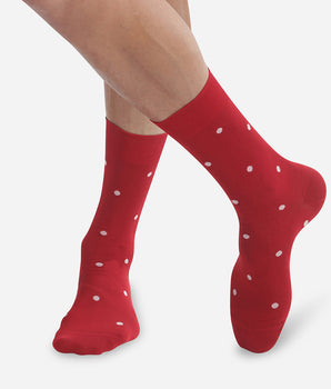 Calcetines para hombre de hilo escocés rojo con lunares Monsieur Dim