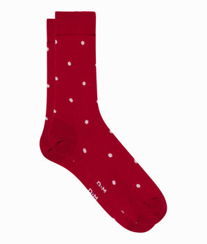 Chaussettes homme en fil d’écosse Rouge à motifs pois Monsieur Dim