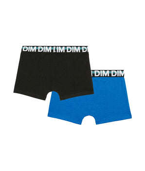 2er-Pack schwarze/royalblaue Jungen-Boxershorts aus Stretch-Baumwolle - EcoDIM