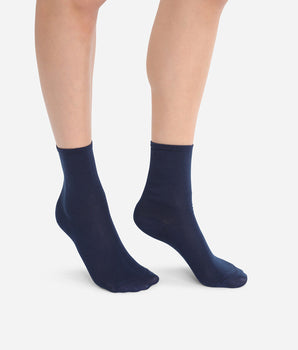 Lot de 2 paires de chaussettes femme Bleu Marine Coton Mercerisé