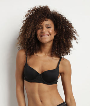 Soutien-gorge corbeille en dentelle florale recyclée Noir Sublim