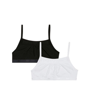 Lot de 2 brassières filles coton stretch Noir Blanc Les Pockets Ecodim