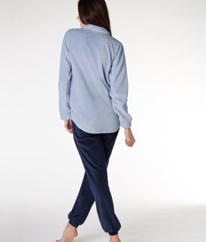 Homewear de mujer largo de piel, azul