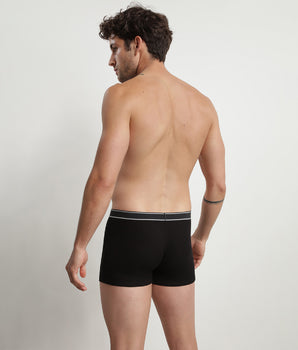 Bóxer de hombre en algodón modal acanalado estilo retro Negro Dim Elegant