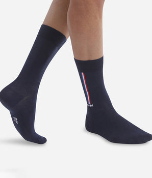 Men's blue cotton socks with flag pattern Monsieur Dim