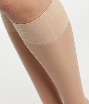 Pack of 2 Beige Ultra Resist knee-high socks made of reinforced Lycra