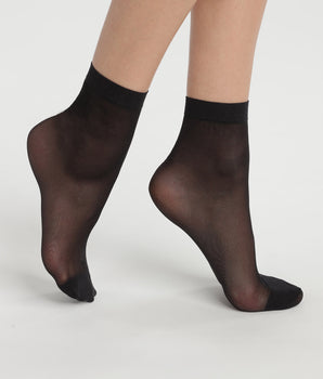 Pack of 2 Black Ultra Resist knee-high socks made of reinforced voile