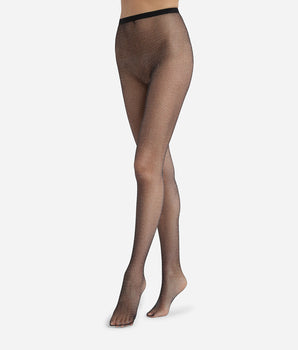 Women's tights in black fishnet and silver lurex Dim Style