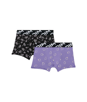 2er-Pack Jungen-Boxershorts aus recycelter Mikrofaser mit Smiley-Motiv - DIM Micro