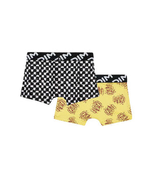 Dim Micro Pack of 2 boys' boxers in recycled microfibre with a checkerboard pattern