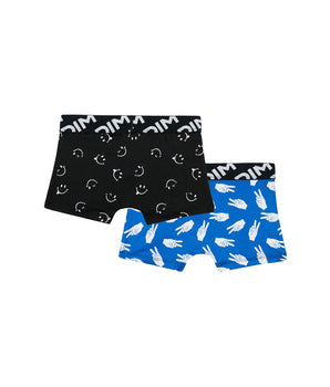 2er-Pack Jungen-Boxershorts aus recycelter Mikrofaser mit Peace-Motiv - DIM Micro