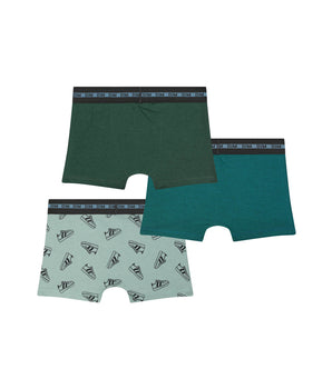 Lot de 3 boxers garçon à motifs baskets Bleu Dim Coton Stretch