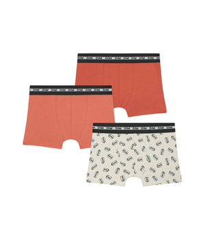 Pack of 3 boys' boxersin orange with Soda patterns Dim Coton Stretch