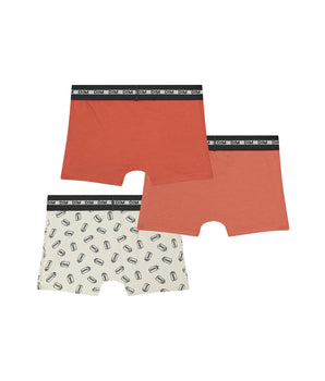 Pack of 3 boys' boxersin orange with Soda patterns Dim Coton Stretch