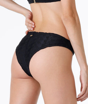 Schwarze Brazilian-Bikinihose mit Spitzen-Overlay