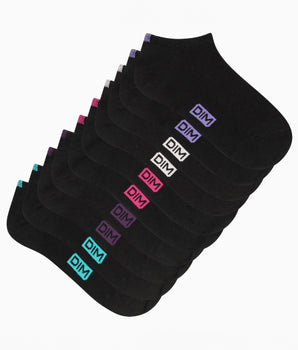 Pack de 5 calcetines bajos de mujer negros con marcas de colores EcoDimPack