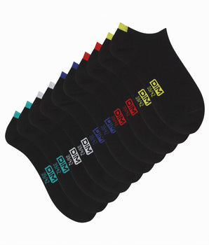 5er-Pack kurze Herrensocken aus Baumwoll-Mix schwarz/farbig markiert - EcoDIM