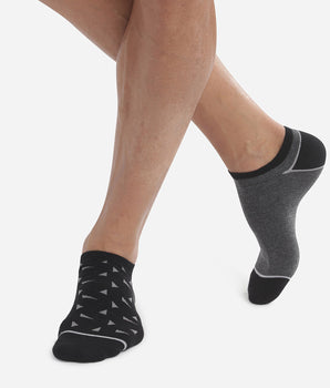 Pack de 2 pares de calcetines tobilleros para hombre negro con triángulos Dim Coton Style