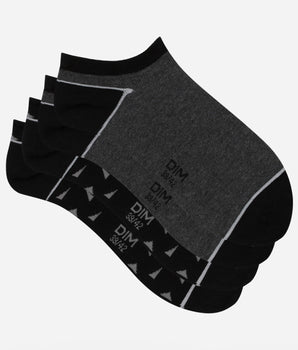 Pack de 2 pares de calcetines tobilleros para hombre negro con triángulos Dim Coton Style