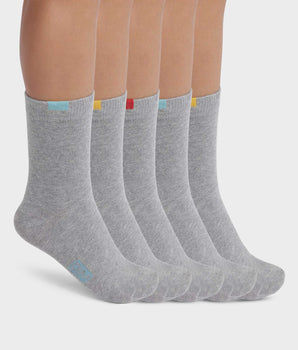 5er-Pack Kindersocken aus Baumwolle grau meliert/farbig markiert - EcoDIM