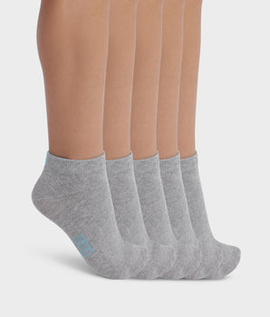 5er-Pack kurze Kindersocken aus Baumwolle grau meliert/farbig markiert - EcoDIM