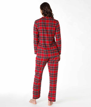 Rotes Flannell-Pyjama-Set lang